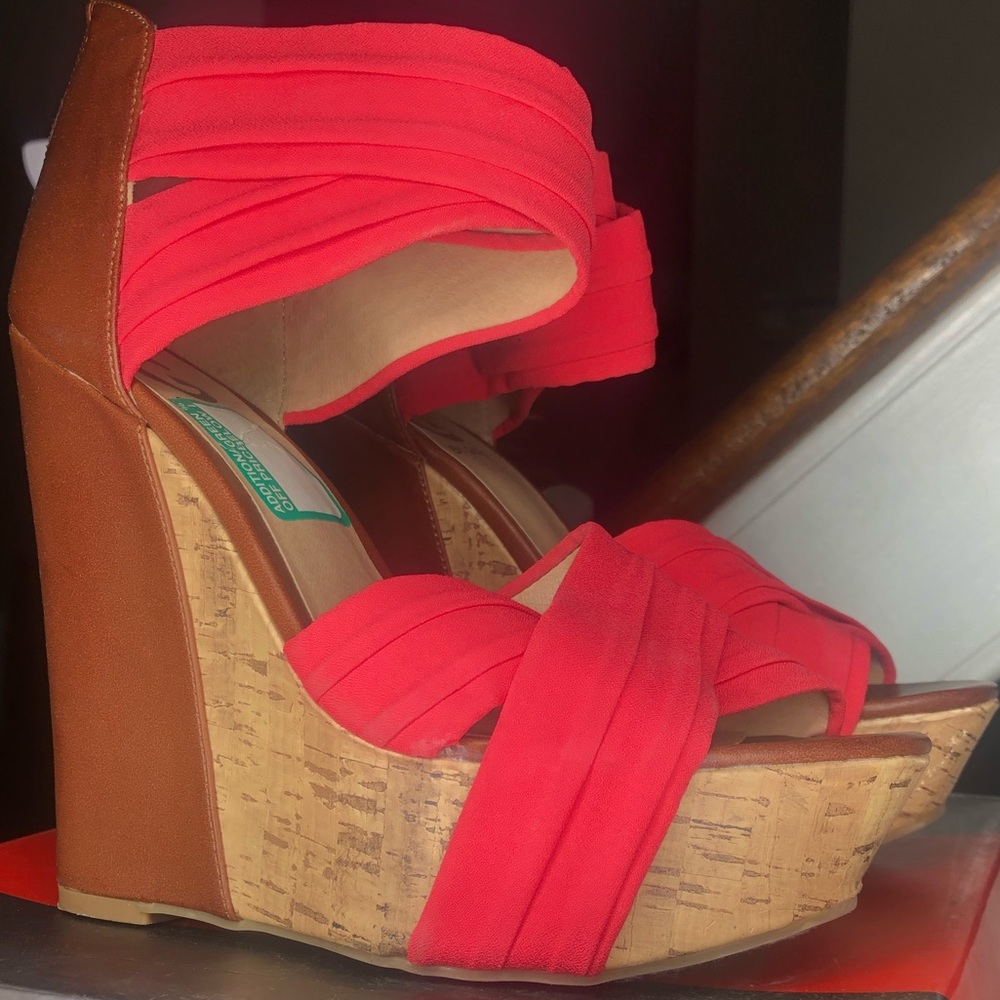 G by Guess Ggembarka high heel wedge sandals.